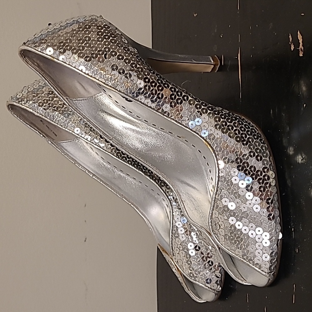 Sparkley silver sequined heels by Browns